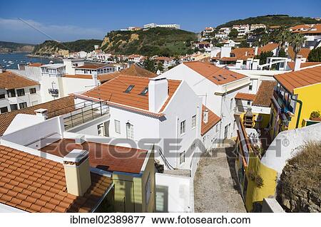 Stock Photo - "Rua da Boa Vista from Elevador Panoramico de Sao Martinho do Porto, Panoramic Elevator, Sao Martinho do Porto, Alcobaca, Oeste, Leiria District, Portugal, Europe". Fotosearch