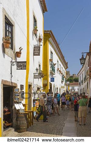 Rua Direita, Castelo de Obidos, Obidos Castle, Obidos, Leiria District, Pinhal Litoral, Portugal, Europe View Large Photo Image Picture - Rua Direita, Castelo de Obidos, Obidos Castle, Obidos, Leiria District, Pinhal Litoral, Portugal, Europe. Fotosearch