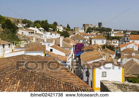 Rua Direita from the wall of Castelo de Obidos, Obidos Castle, Obidos, Leiria District, Pinhal Litoral, Portugal, Europe View Large Photo Image Stock Photo - Rua Direita from the wall of Castelo de Obidos, Obidos Castle, Obidos, Leiria District, Pinhal Litoral, Portugal, Europe. Fotosearch