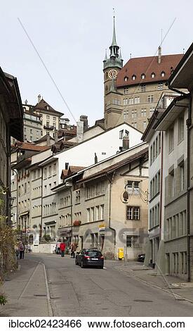 Rue de la Neuveville street, historic district of Fribourg, Fribourg, French Switzerland, Switzerland, Europe View Large Photo Image Stock Photograph - Rue de la Neuveville street, historic district of Fribourg, Fribourg, French Switzerland, Switzerland, Europe. Fotosearch