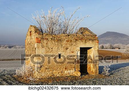 Stock Photography - "Ruin of a small stone hut, Puy de Dome, Auvergne, France, Europe". Fotosearch