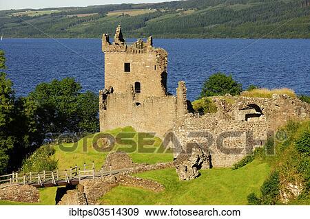 "Ruined castle, Grant Tower and walls of Urquhart Castle at Loch Ness, near Drumnadrochit, Highlands, Scotland, United Kingdom, Europe" View Large Photo Image Stock Photo - "Ruined castle, Grant Tower and walls of Urquhart Castle at Loch Ness, near Drumnadrochit, Highlands, Scotland, United Kingdom, Europe". Fotosearch