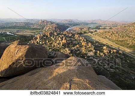 Stock Image - "Ruined city of Vijayanagara, UNESCO World Heritage Site, Hampi, Karnataka, India, Asia". Fotosearch