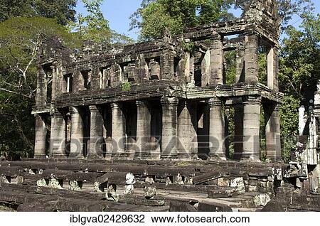 Stock Image - "Ruins, Buddhist temple complex of Preah Khan, built in the 12th century, Angkor, Siem Reap, Cambodia, Southeast Asia, Asia". Fotosearch