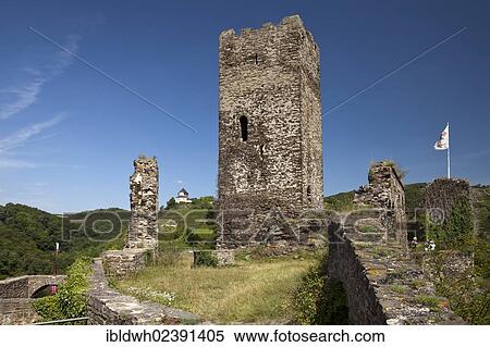 "Ruins of Niederburg castle above the Kobern district, Matthias chapel and Oberburg castle at back, Kobern-Gondorf, Moselle region, Rhineland-Palatinate, Germany, Europe" View Large Photo Image Stock Photography - "Ruins of Niederburg castle above the Kobern district, Matthias chapel and Oberburg castle at back, Kobern-Gondorf, Moselle region, Rhineland-Palatinate, Germany, Europe". Fotosearch