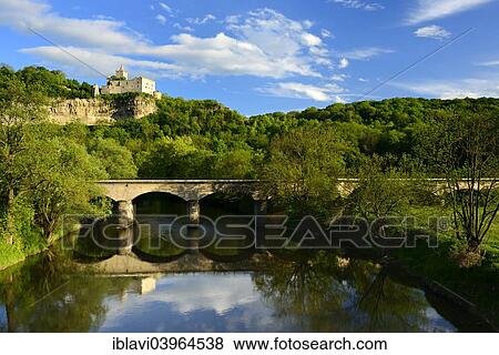 Stock Photo - "Ruins of Rudelsburg Castle on the Saale River near Bad Kosen, Saxony-Anhalt, Germany, Europe". Fotosearch