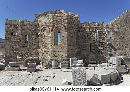 "Ruins of St. John's church, Acropolis of Lindos, Rhodes island, Dodecanese, Greece, Europe" View Large Photo Image Picture - "Ruins of St. John's church, Acropolis of Lindos, Rhodes island, Dodecanese, Greece, Europe". Fotosearch