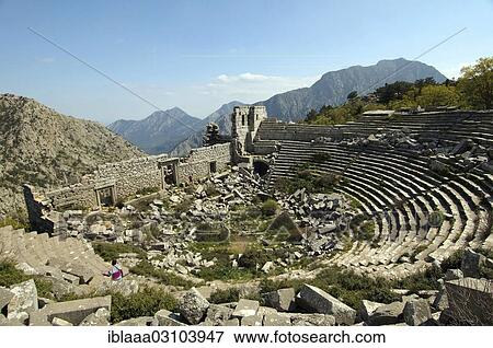 "Ruins of the amphitheatre, antique city of Termessos, near Antalya, Taurus Mountains, Antalya Province, Mediterranean Region, Turkey, Asia" View Large Photo Image Stock Photo - "Ruins of the amphitheatre, antique city of Termessos, near Antalya, Taurus Mountains, Antalya Province, Mediterranean Region, Turkey, Asia". Fotosearch