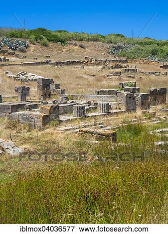 Stock Photo - "Ruins of the bathhouse of the Temple of Hera, Temple C and G of Zeus' wife Hera or Juno, Selinunte, Marinella, Sicily, Italy, Europe". Fotosearch