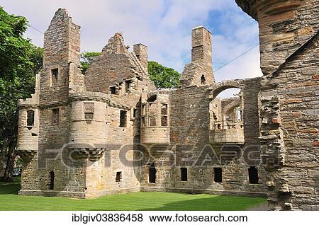 Stock Photo - "Ruins of the Bishop's Palace, Kirkwall, Mainland, Orkney, Scotland, United Kingdom, Europe". Fotosearch