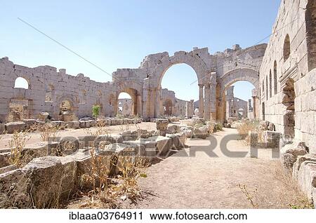Stock Image - "Ruins of the Church of Saint Simeon Stylites, near Aleppo, Syria, Asia". Fotosearch