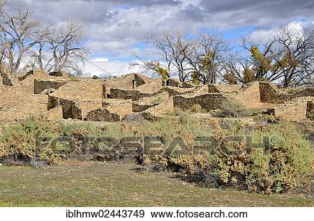 Stock Photo - "Ruins of the historic Anasazi settlement, partial view, Aztec Ruins National Monument, Aztec, New Mexico, USA". Fotosearch