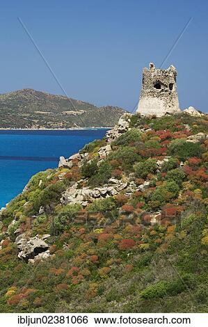 "Ruins of the Saracen tower on the beach of Cala Porto Giunco, Capo Cabonara, Villasimius, Sarrabus, Province of Cagliari, Sardinia, Italy, Europe" View Large Photo Image Stock Photograph - "Ruins of the Saracen tower on the beach of Cala Porto Giunco, Capo Cabonara, Villasimius, Sarrabus, Province of Cagliari, Sardinia, Italy, Europe". Fotosearch