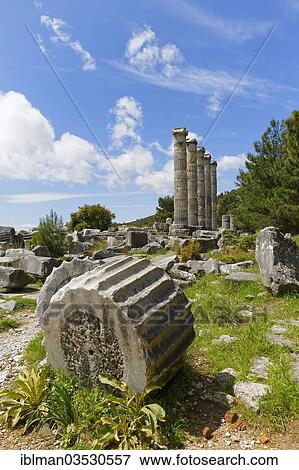 "Ruins of the Temple of Athena, Priene, Gullubahce, Aydin province, Aegean region, Turkey, Asia" View Large Photo Image Stock Photo - "Ruins of the Temple of Athena, Priene, Gullubahce, Aydin province, Aegean region, Turkey, Asia". Fotosearch