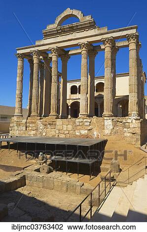 "Ruins of the Temple of Diana, part of the Archaeological Ensemble of Merida, UNESCO World Heritage site, Emerita Augusta, Merida, Extremadura, Spain, Europe" View Large Photo Image Stock Image - "Ruins of the Temple of Diana, part of the Archaeological Ensemble of Merida, UNESCO World Heritage site, Emerita Augusta, Merida, Extremadura, Spain, Europe". Fotosearch
