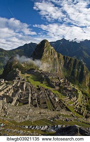 Stock Photography - "Ruins, the Inca city of Machu Picchu with Huayna Picchu, UNESCO World Heritage Site, Urubamba Valley, near Cusco, Andes, Peru, South America". Fotosearch