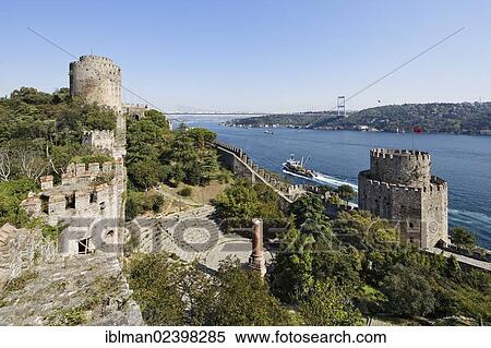 "Rumeli Hisari, Fortress of Europe, in Sariyer, Fatih Sultan Mehmet Bridge, 2nd Bosphorus bridge, Bosphorus, Istanbul, Turkey, Europe, Asia" View Large Photo Image Stock Photography - "Rumeli Hisari, Fortress of Europe, in Sariyer, Fatih Sultan Mehmet Bridge, 2nd Bosphorus bridge, Bosphorus, Istanbul, Turkey, Europe, Asia". Fotosearch