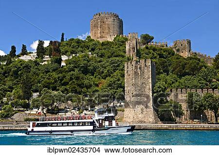 Picture - "Rumelihisar, Rumelian Castle, on the banks of the Bosphorus built by the Ottoman Sultan Mehmed II, Istanbul, Turkey, Asia". Fotosearch