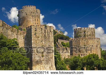 Picture - "Rumelihisar, Rumelian Castle, on the banks of the Bosphorus built by the Ottoman Sultan Mehmed II, Istanbul, Turkey, Asia". Fotosearch