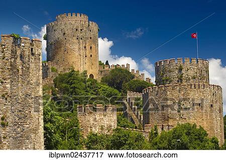 Stock Photo - "Rumelihisar, Rumelian Castle, on the banks of the Bosphorus, built by the Ottoman Sultan Mehmed II in 1451, Istanbul, Turkey, Asia". Fotosearch