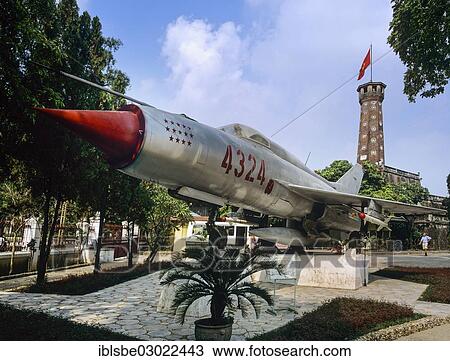 Stock Image - "Russian MiG 21, Cot Co Flag Tower, Army Museum, Museum of Military History, Hanoi, Provinz Ha Noi, Vietnam, Asia". Fotosearch