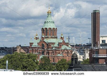Stock Photo - "Russian Orthodox Cathedral, Katajanokka district, Helsinki, Finland, Europe". Fotosearch