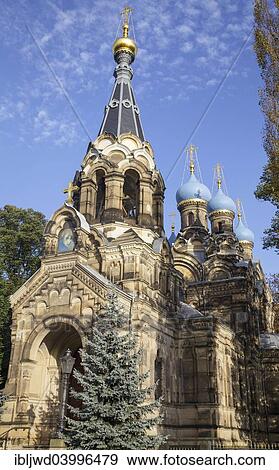 Stock Photo - "Russian Orthodox Church, Dresden, Saxony, Germany, Europe". Fotosearch