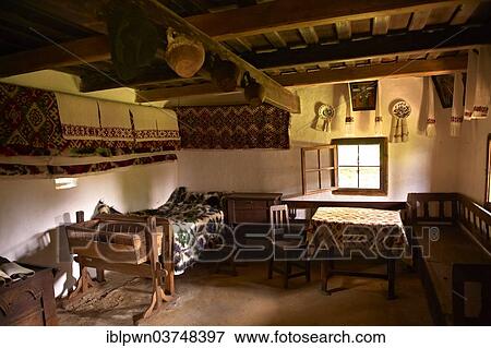 "Rustic interior of the 1798 wooden house from the Iza Valley, Village Museum, near Sighet, Maramures, northern Transylvania, Romania, Europe" View Large Photo Image Stock Photo - "Rustic interior of the 1798 wooden house from the Iza Valley, Village Museum, near Sighet, Maramures, northern Transylvania, Romania, Europe". Fotosearch