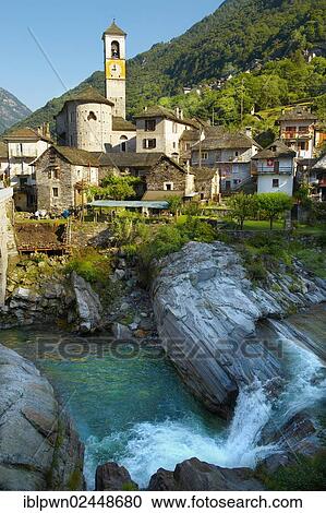 "Rustic mountain village of Lavertezza with stone houses and church, Val Verzasca, Ticino, Alps, Switzerland, Europe" View Large Photo Image Stock Image - "Rustic mountain village of Lavertezza with stone houses and church, Val Verzasca, Ticino, Alps, Switzerland, Europe". Fotosearch
