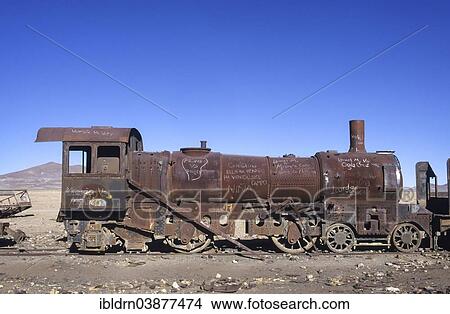 "Rusty locomotive, train cemetery in the middle of the altiplano desert, Salar de Uyuni or Salar de Tunupa, Uyuni, Altiplano, Bolivia, South America" View Large Photo Image Picture - "Rusty locomotive, train cemetery in the middle of the altiplano desert, Salar de Uyuni or Salar de Tunupa, Uyuni, Altiplano, Bolivia, South America". Fotosearch