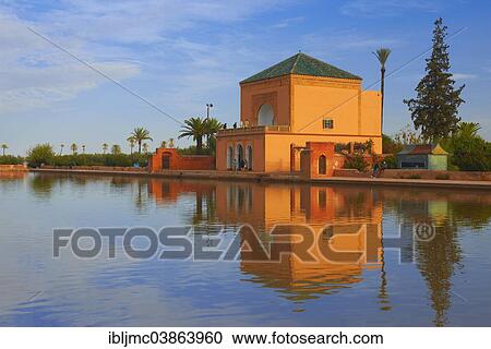 "Saadier Palace, in the evening light, Menara Gardens, Marrakech, Morocco, Africa" View Large Photo Image Stock Image - "Saadier Palace, in the evening light, Menara Gardens, Marrakech, Morocco, Africa". Fotosearch