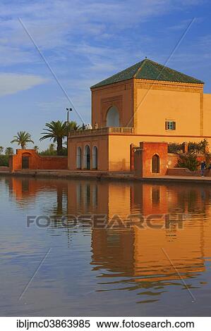 "Saadier Palace, in the evening light, Menara Gardens, Marrakech, Morocco, Africa" View Large Photo Image Stock Photography - "Saadier Palace, in the evening light, Menara Gardens, Marrakech, Morocco, Africa". Fotosearch
