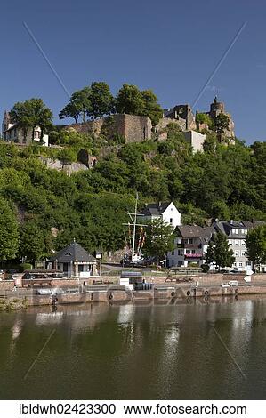 Saar shore with pier and above the Saarburg castle ruins, Saarburg, Saar river, Rhineland-Palatinate, Germany, Europe, PublicGround, Europe View Large Photo Image Stock Image - Saar shore with pier and above the Saarburg castle ruins, Saarburg, Saar river, Rhineland-Palatinate, Germany, Europe, PublicGround, Europe. Fotosearch