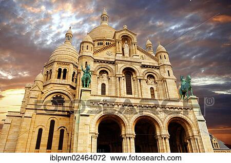 "Sacre-Coeur Basilica, Basilica of the Sacred Heart of Jesus of Paris, at sunset, Montmartre, Paris, France, Europe" View Large Photo Image Stock Image - "Sacre-Coeur Basilica, Basilica of the Sacred Heart of Jesus of Paris, at sunset, Montmartre, Paris, France, Europe". Fotosearch