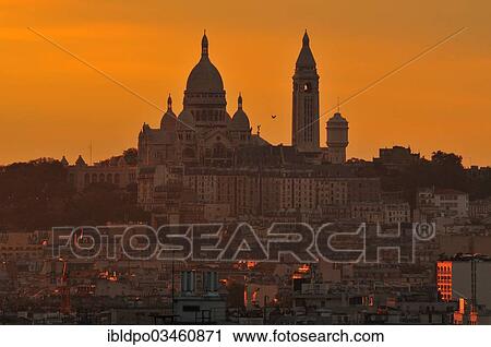 "Sacre-Coeur Basilica, Basilique du Sacre Coeur against an orange sky at dusk, Paris, Ile-de-France, France, Europe" View Large Photo Image Stock Image - "Sacre-Coeur Basilica, Basilique du Sacre Coeur against an orange sky at dusk, Paris, Ile-de-France, France, Europe". Fotosearch