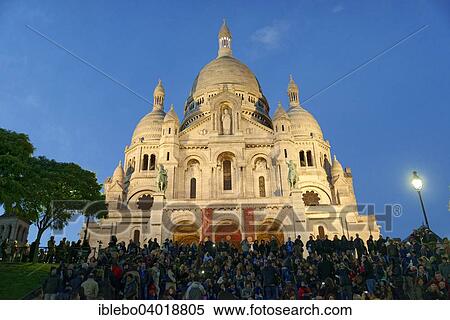 "Sacre-Coeur basilica on Montmartre hill at dusk, Paris, France, Europe" View Large Photo Image Stock Photography - "Sacre-Coeur basilica on Montmartre hill at dusk, Paris, France, Europe". Fotosearch