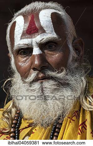 "Sadhu, painted face, beard, portrait, Kathmandu, Nepal, Asia" View Large Photo Image Stock Image - "Sadhu, painted face, beard, portrait, Kathmandu, Nepal, Asia". Fotosearch