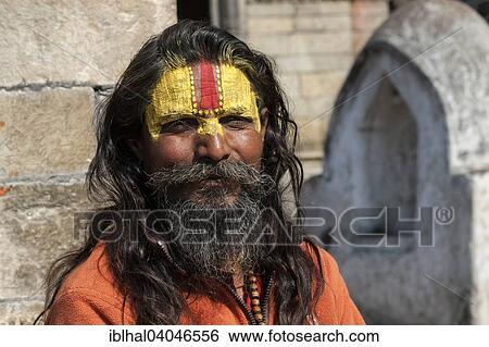 "Sadhu, painted face, portrait, Pashupatinath, Kathmandu, Nepal, Asia" View Large Photo Image Stock Photograph - "Sadhu, painted face, portrait, Pashupatinath, Kathmandu, Nepal, Asia". Fotosearch