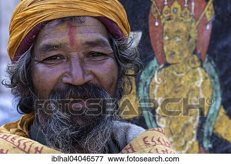 "Sadhu with a painted face, portrait, Bhaktapur, Nepal, Asia" View Large Photo Image Stock Photo - "Sadhu with a painted face, portrait, Bhaktapur, Nepal, Asia". Fotosearch