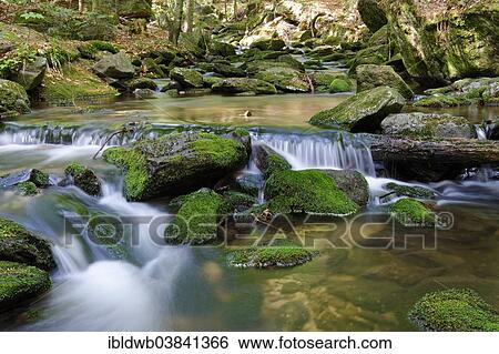 Stock Photograph - "Sagwasser creek in the Felswandergebiet hiking area, near Neuschonau, Bavarian Forest National Park, Lower Bavaria, Bavaria, Germany, Europe". Fotosearch