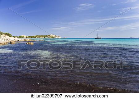 Stock Photo - "Sailboat at Punta Molentis, Villasimius, Sarrabus, Cagliari province, Sardinia, Italy, Europe". Fotosearch