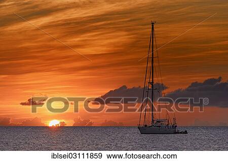 "Sailboat at sunset, St. Lucia, Grenadines, Karibik, Saint Lucia, North America" View Large Photo Image Stock Photo - "Sailboat at sunset, St. Lucia, Grenadines, Karibik, Saint Lucia, North America". Fotosearch