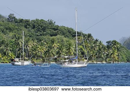 Stock Photo - "Sailboats in the bay of Isla Linton, Colon, Caribbean, Panama, North America". Fotosearch