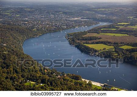 Stock Photo - "Sailboats on the Baldeneysee reservoir, Essen, Ruhr district, North Rhine-Westphalia, Germany, Europe". Fotosearch
