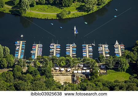 "Sailing boat jetty at Lake Kemnade, Kemnader See, aerial view, Bochum, Ruhr Area, North Rhine-Westphalia, Germany, Europe" View Large Photo Image Stock Photo - "Sailing boat jetty at Lake Kemnade, Kemnader See, aerial view, Bochum, Ruhr Area, North Rhine-Westphalia, Germany, Europe". Fotosearch