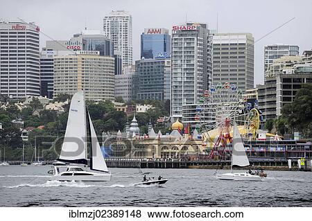 "Sailing boats and Luna Park at Milsons Point, Sydney Harbour, North Sydney, New South Wales, NSW, Australia, Oceania" View Large Photo Image Stock Photo - "Sailing boats and Luna Park at Milsons Point, Sydney Harbour, North Sydney, New South Wales, NSW, Australia, Oceania". Fotosearch