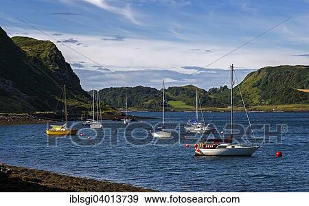 Stock Photo - "Sailing boats in the Sound of Kerrera in Oban, Scotland, United Kingdom, Europe". Fotosearch