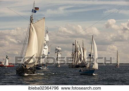 Stock Photograph - "Sailing ships on the Baltic Sea, Hanse Sail 2012, Warnemuende, Mecklenburg-Western Pomerania, Germany, Europe". Fotosearch