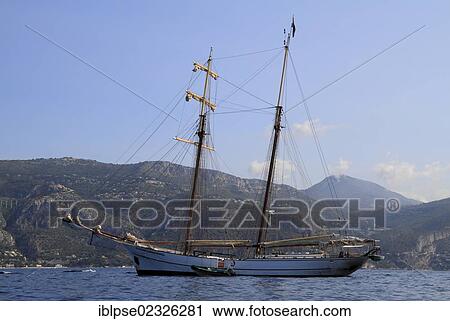 "Sailing yacht """"Sir Robert Baden Powell"""", built by shipyard Edgar Andre, length 42m, built in 1957, at Cap Ferrat, Cote d'Azur, France, Mediterranean, Europe" View Large Photo Image Stock Image - "Sailing yacht """"Sir Robert Baden Powell"""", built by shipyard Edgar Andre, length 42m, built in 1957, at Cap Ferrat, Cote d'Azur, France, Mediterranean, Europe". Fotosearch