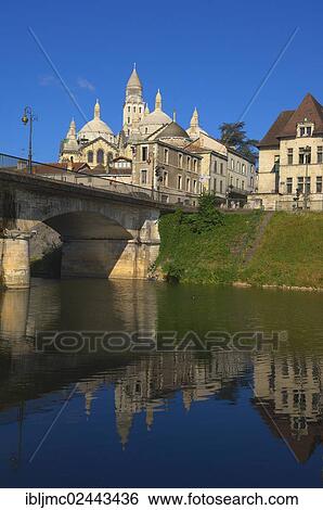 Stock Photograph - "Saint Front Cathedral, World Heritage Site of the Routes of Santiago de Compostela in France, Isle River, Perigueux, Perigord Blanc, Dordogne, Aquitaine, France, Europe". Fotosearch